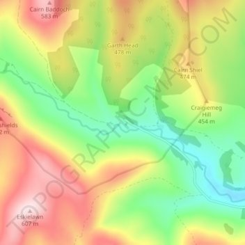 Mappa topografica Glenprosen Lodge, altitudine, rilievo