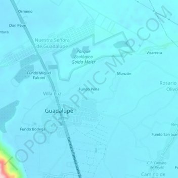 Mappa topografica Fundo Pena, altitudine, rilievo