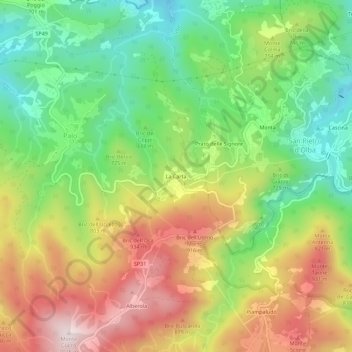 Mappa topografica La Carta, altitudine, rilievo