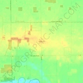 Mappa topografica Bloomer, altitudine, rilievo