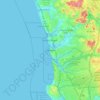 Mappa topografica Del Mar, altitudine, rilievo