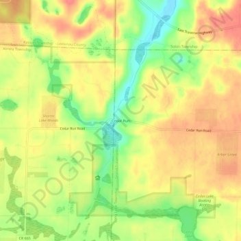 Mappa topografica Cedar Run, altitudine, rilievo