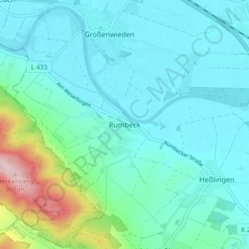 Mappa topografica Rumbeck, altitudine, rilievo