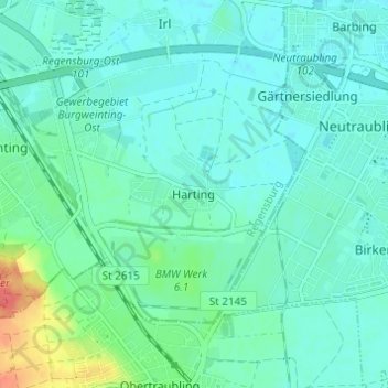 Mappa topografica Harting, altitudine, rilievo