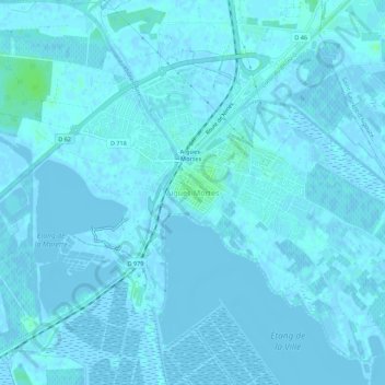 Mappa topografica Aigues-Mortes, altitudine, rilievo
