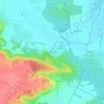 Mappa topografica Loutteville, altitudine, rilievo