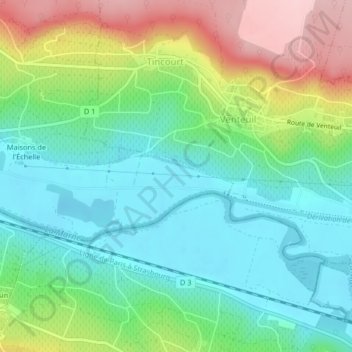 Mappa topografica Les Crayères, altitudine, rilievo