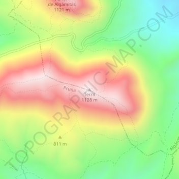 Mappa topografica Terril, altitudine, rilievo