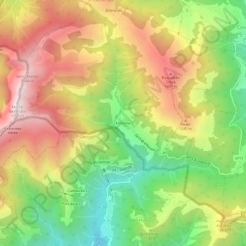 Mappa topografica Erbonne, altitudine, rilievo