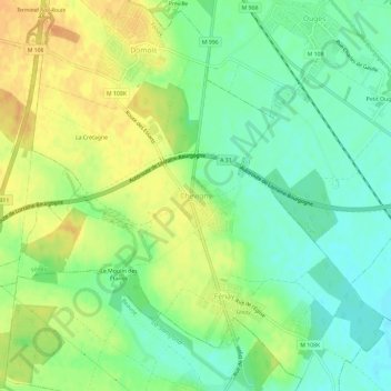 Mappa topografica Chevigny, altitudine, rilievo