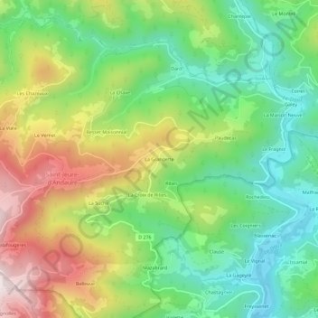 Mappa topografica La Grangette, altitudine, rilievo