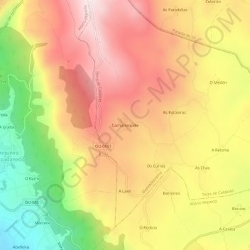 Mappa topografica Cacharrequille, altitudine, rilievo