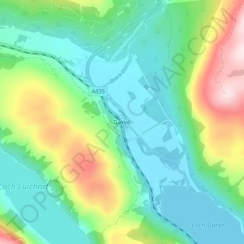 Mappa topografica Garve, altitudine, rilievo