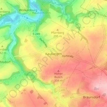Mappa topografica Kaufungen, altitudine, rilievo