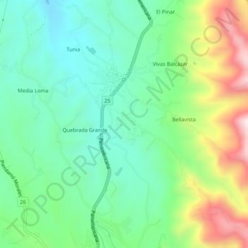 Mappa topografica Farallones, altitudine, rilievo