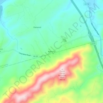 Mappa topografica Bethany, altitudine, rilievo