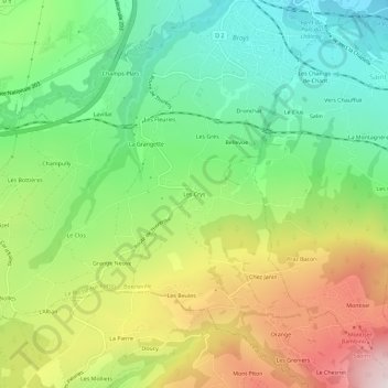 Mappa topografica Les Crys, altitudine, rilievo