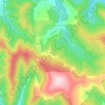 Mappa topografica La Canebière, altitudine, rilievo