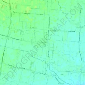 Mappa topografica Rustega, altitudine, rilievo