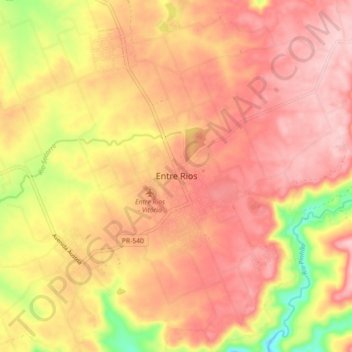 Mappa topografica Entre Rios, altitudine, rilievo