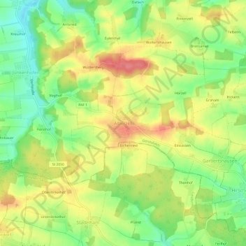 Mappa topografica Alberzell, altitudine, rilievo