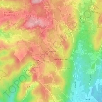 Mappa topografica Les Noies Jean, altitudine, rilievo