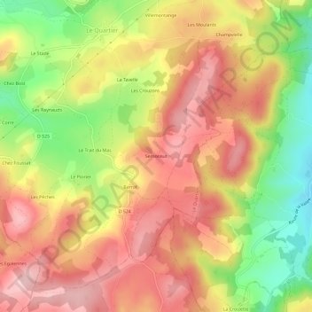 Mappa topografica Semonsut, altitudine, rilievo