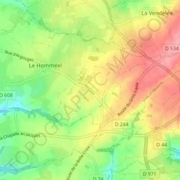 Mappa topografica Le Pavement, altitudine, rilievo
