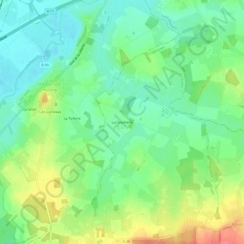 Mappa topografica La Foucherie, altitudine, rilievo