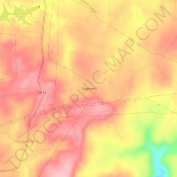 Mappa topografica Dogtown, altitudine, rilievo