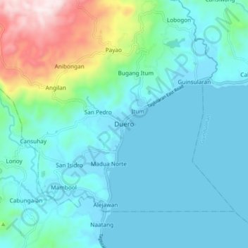 Mappa topografica Duero, altitudine, rilievo