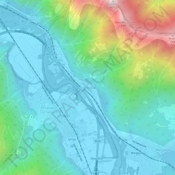 Mappa topografica Candoglia, altitudine, rilievo