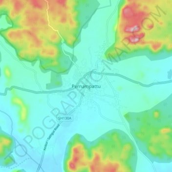 Mappa topografica Pernampattu, altitudine, rilievo