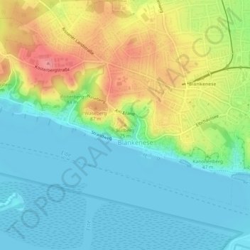 Mappa topografica Süllberg, altitudine, rilievo