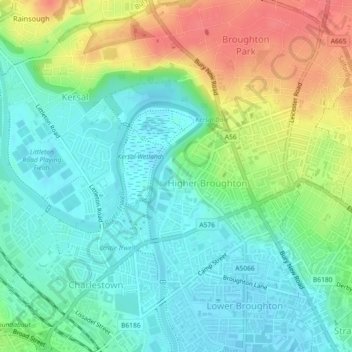 Mappa topografica The Cliff, altitudine, rilievo