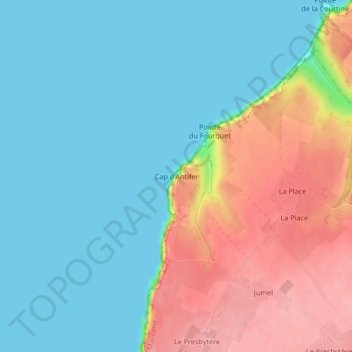 Mappa topografica Cap d'Antifer, altitudine, rilievo