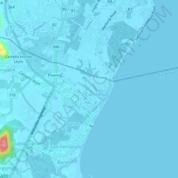 Mappa topografica Sitio Bakhaw, altitudine, rilievo