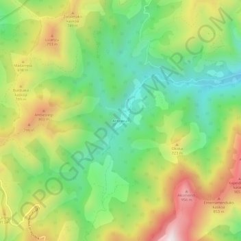Mappa topografica Aritzakun, altitudine, rilievo