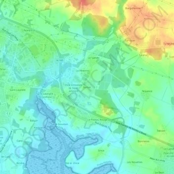 Mappa topografica Runiac, altitudine, rilievo