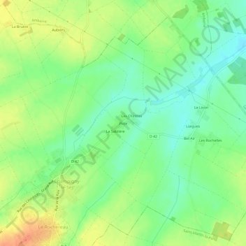 Mappa topografica Puze, altitudine, rilievo