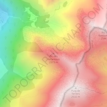 Mappa topografica Pic des Recantous, altitudine, rilievo