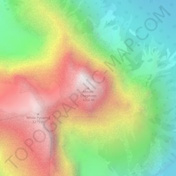Mappa topografica Mount Chephren, altitudine, rilievo