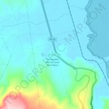 Mappa topografica Patallani, altitudine, rilievo