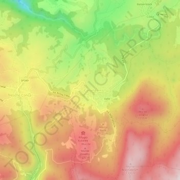 Mappa topografica Cesuna, altitudine, rilievo