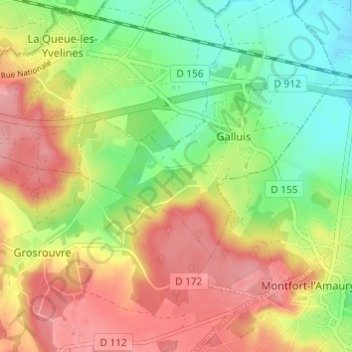 Mappa topografica Le Bois Baron, altitudine, rilievo