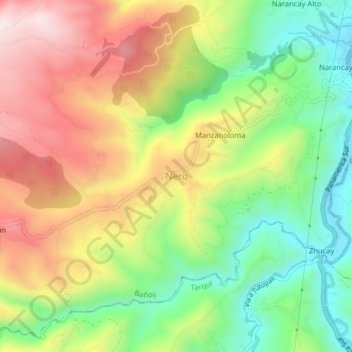 Mappa topografica Nero, altitudine, rilievo