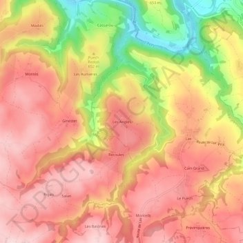 Mappa topografica Les Angles, altitudine, rilievo