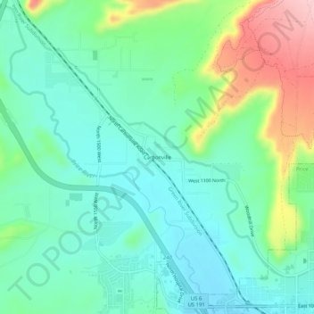 Mappa topografica Carbonville, altitudine, rilievo