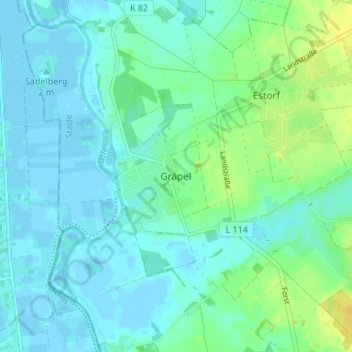 Mappa topografica Gräpel, altitudine, rilievo