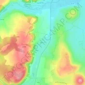 Mappa topografica Bazarne, altitudine, rilievo